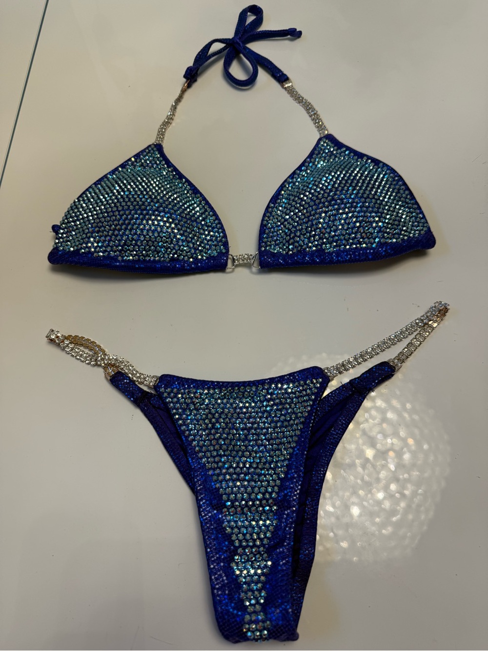 Blue Crystal-Embellished Bikini Set - Women Swim